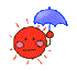 イラスト（傘をさす太陽）
