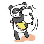 イラスト（スキンシップするパンダ母子）
