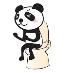 イラスト(便秘に悩むパンダ)