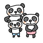 イラスト（パンダの親子３人）